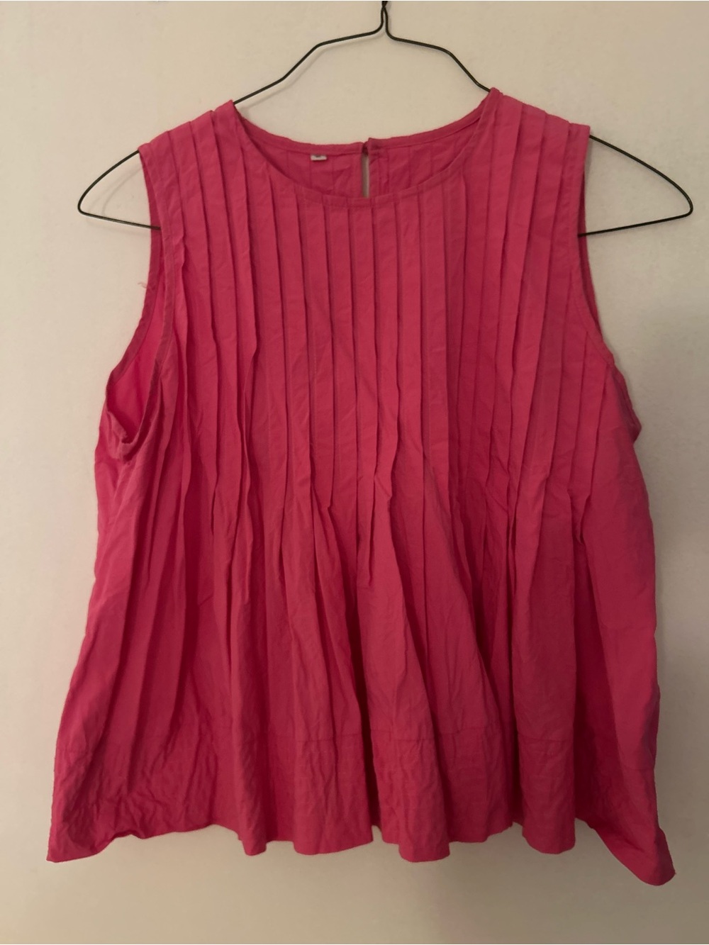 Amazon Sleeveless Pleated Hot Pink Blouse